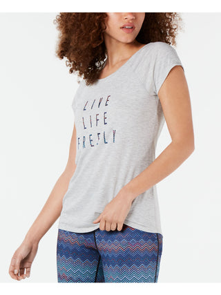 Ideology Women's  Short Sleeve T-Shirt Top Grey Size L