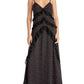 Vestido casual feminino Rachel Roy Leta com babados florais, preto, tamanho 14