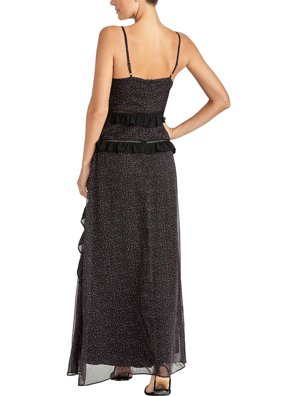 Vestido casual feminino Rachel Roy Leta com babados florais, preto, tamanho 14