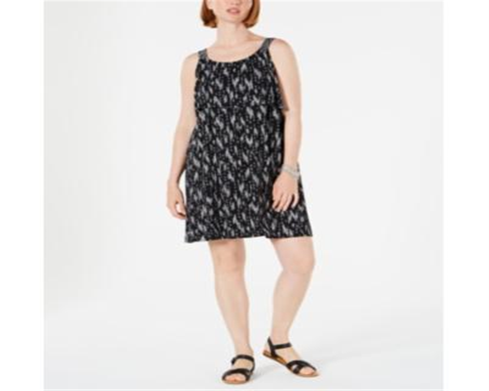Vestido regata feminino com babados e top estilo &amp; co, preto, tamanho PP