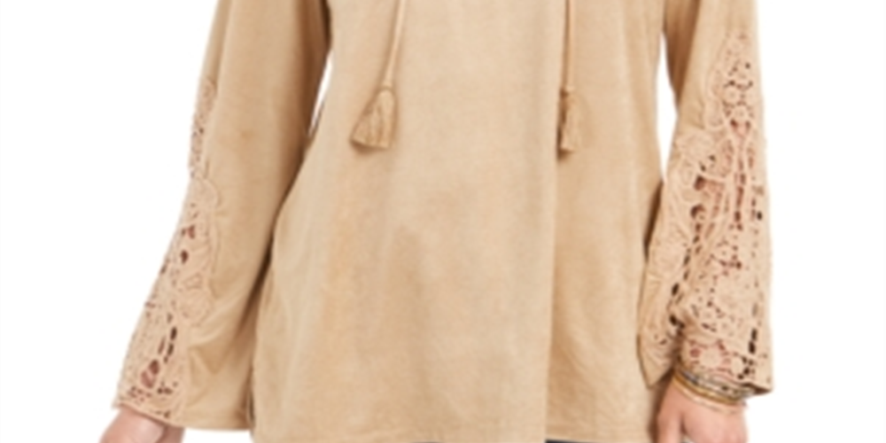 Top de camurça sintética com cadarço feminino Style &amp; Co, marrom, tamanho X-S