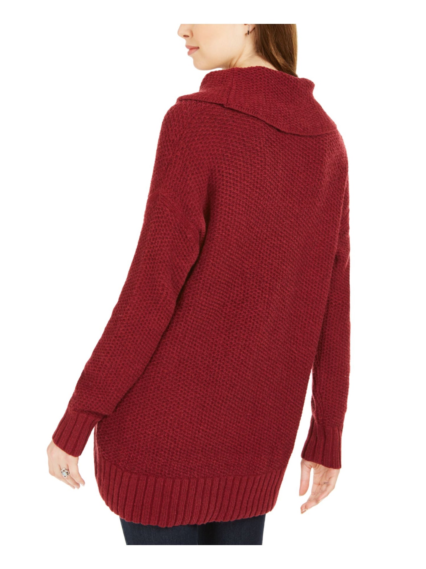 Suéter feminino texturizado de manga comprida com gola alta, tamanho PP, estilo &amp; co