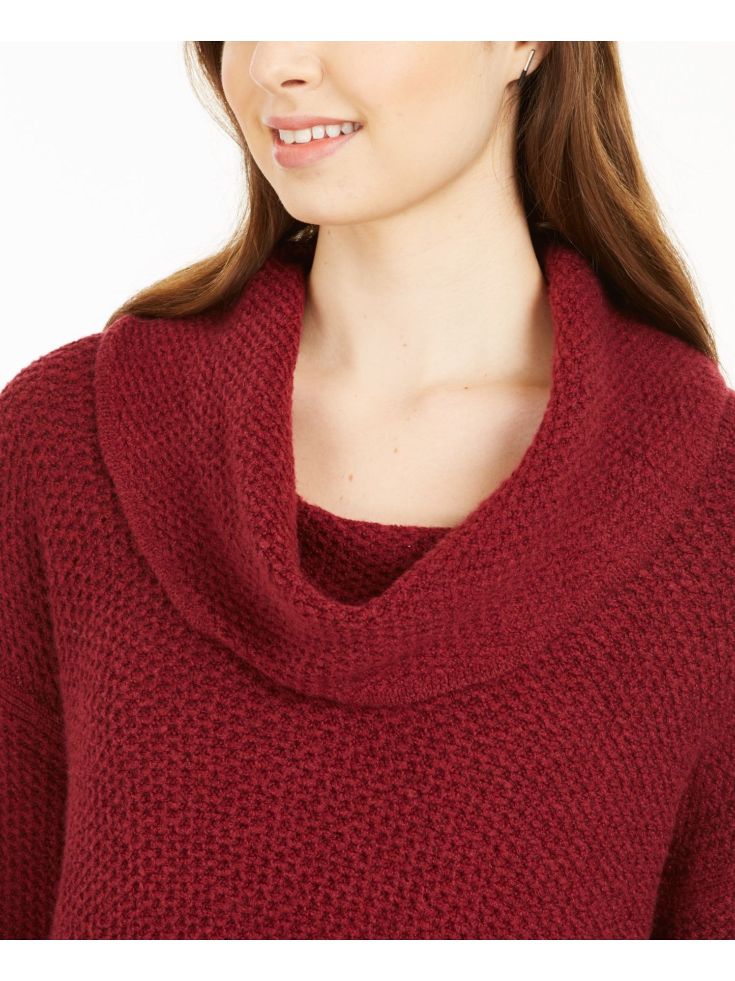 Suéter feminino texturizado de manga comprida com gola alta, tamanho PP, estilo &amp; co