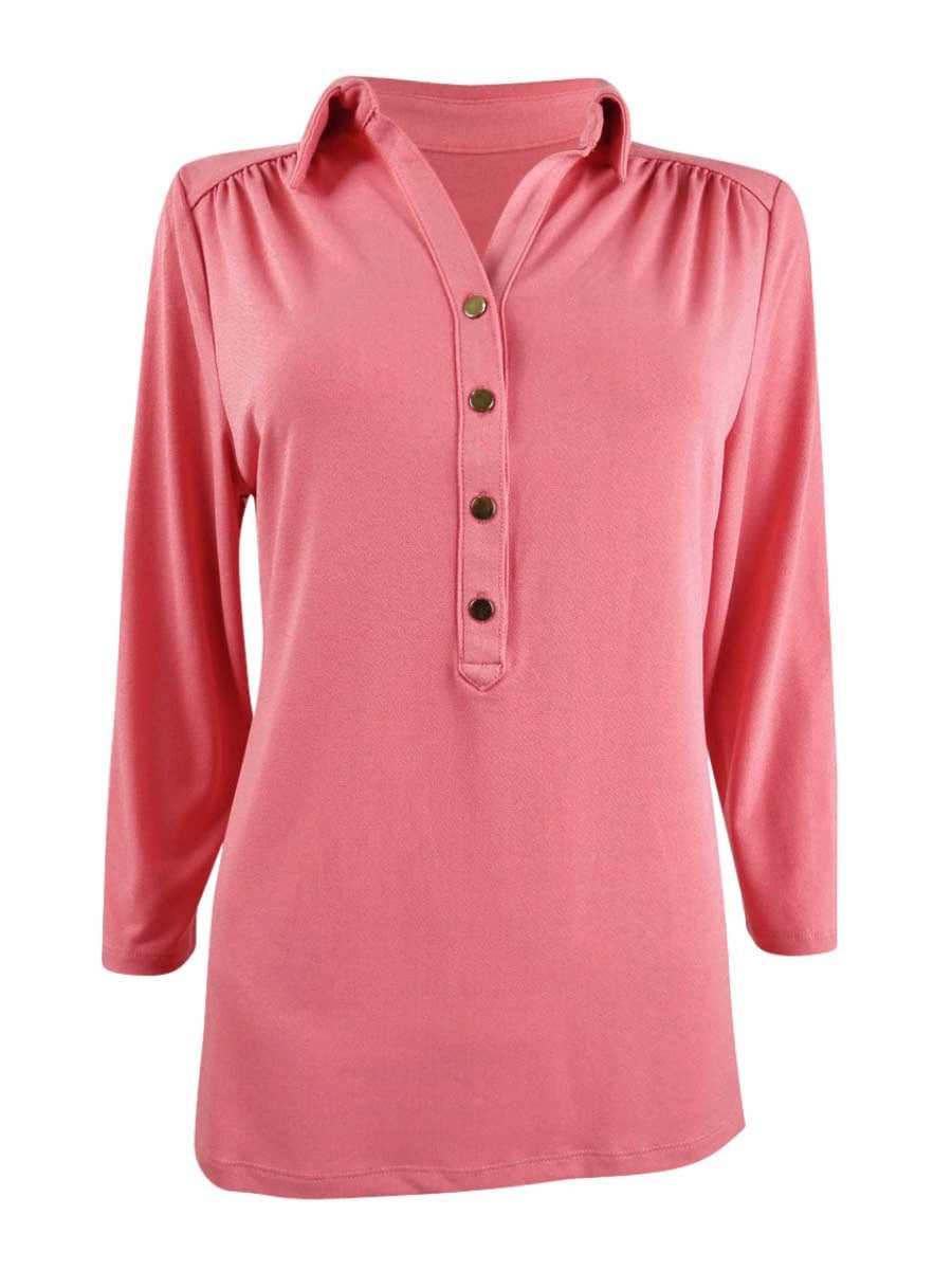 Camisa polo feminina de malha Charter Club rosa tamanho médio