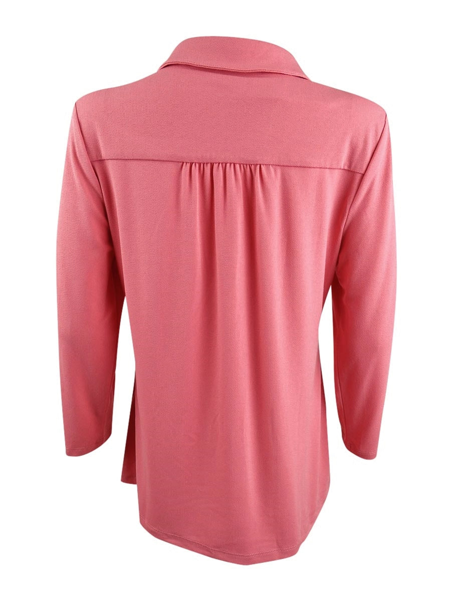 Camisa polo feminina de malha Charter Club rosa tamanho médio
