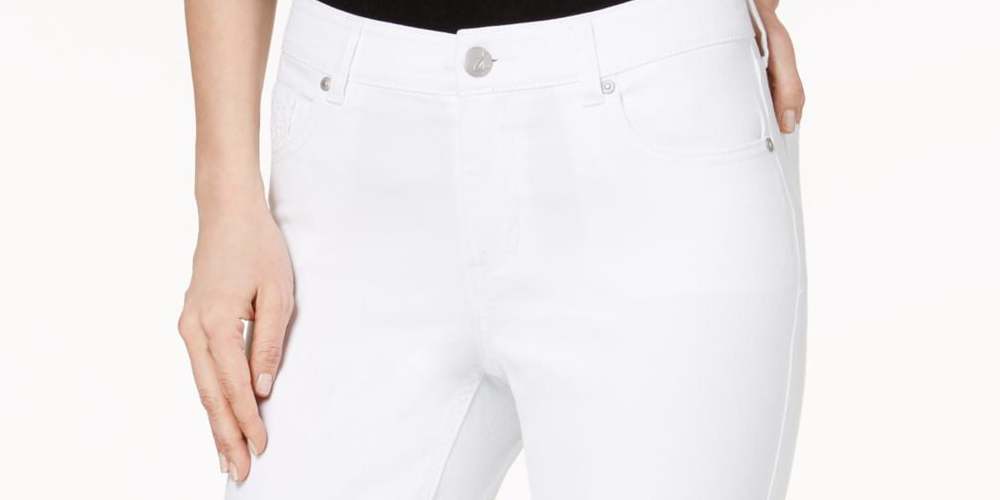 Jeans skinny de crochê feminino Style &amp; Co, tamanho 4, branco