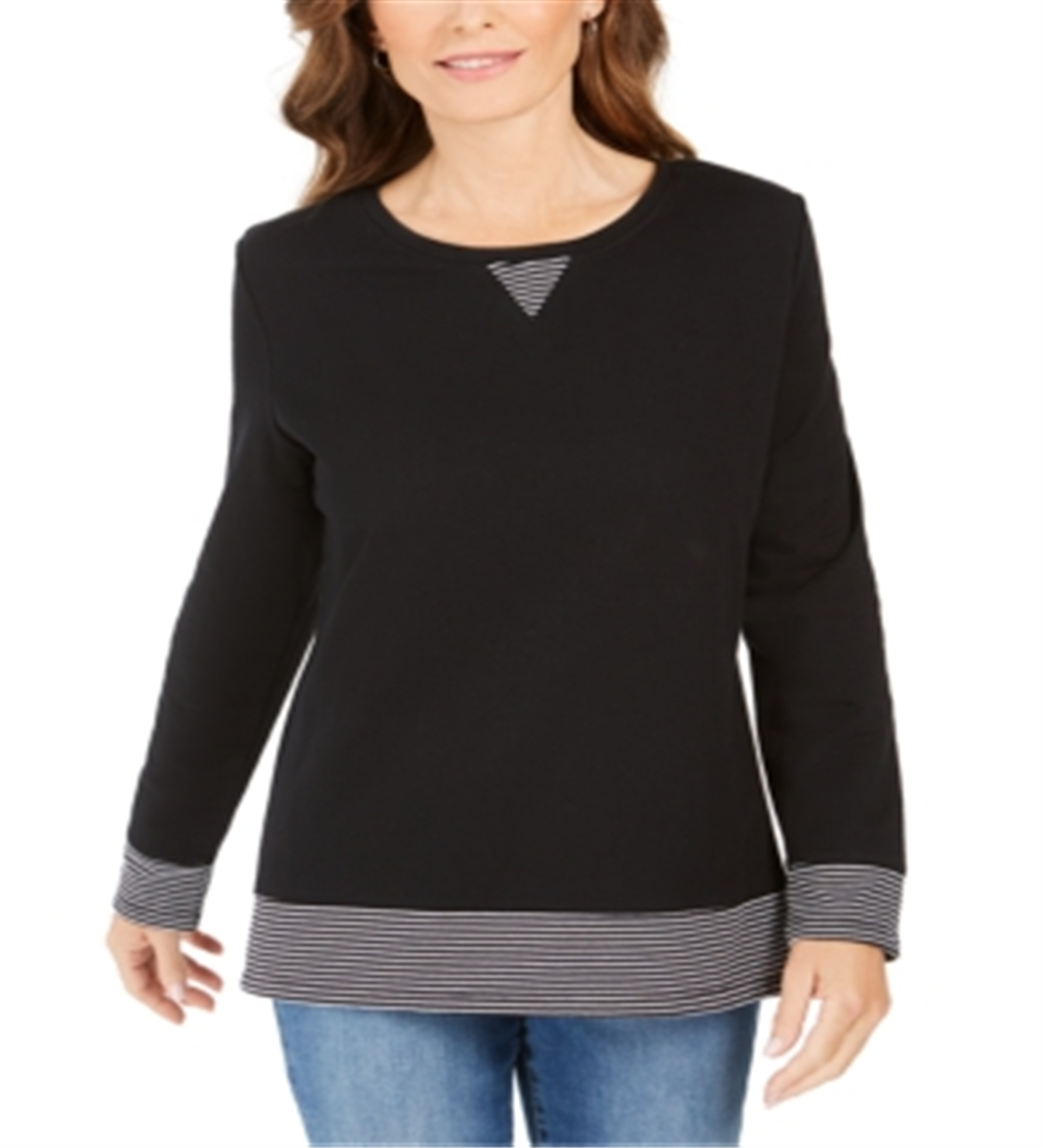 Karen Scott Blusa Feminina Listrada Preta Tamanho Pequeno