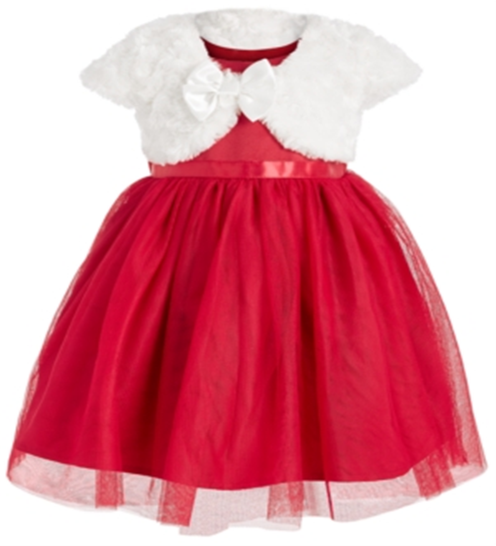 Conjunto de vestido de tule e pele sintética para meninas Blueberi Boulevard, 2 peças, vermelho, tamanho 6-9 meses