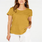 Camiseta feminina manga curta estilo &amp; co, amarela, tamanho GG