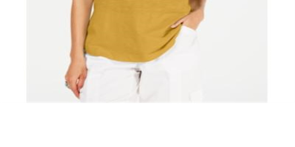 Camiseta feminina manga curta estilo &amp; co, amarela, tamanho GG