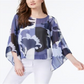 Blusa feminina Alfani com estampa de manga anjo, azul, tamanho pequeno G