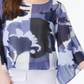 Blusa feminina Alfani com estampa de manga anjo, azul, tamanho pequeno G