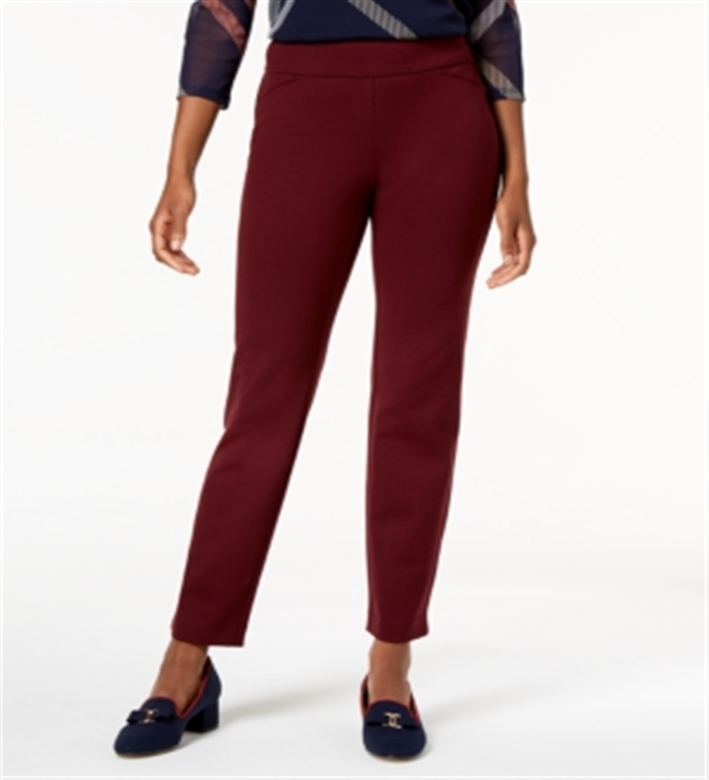 Calça feminina Charter Club Pull-on Ponte Knit Roxa Tamanho 4 Petite