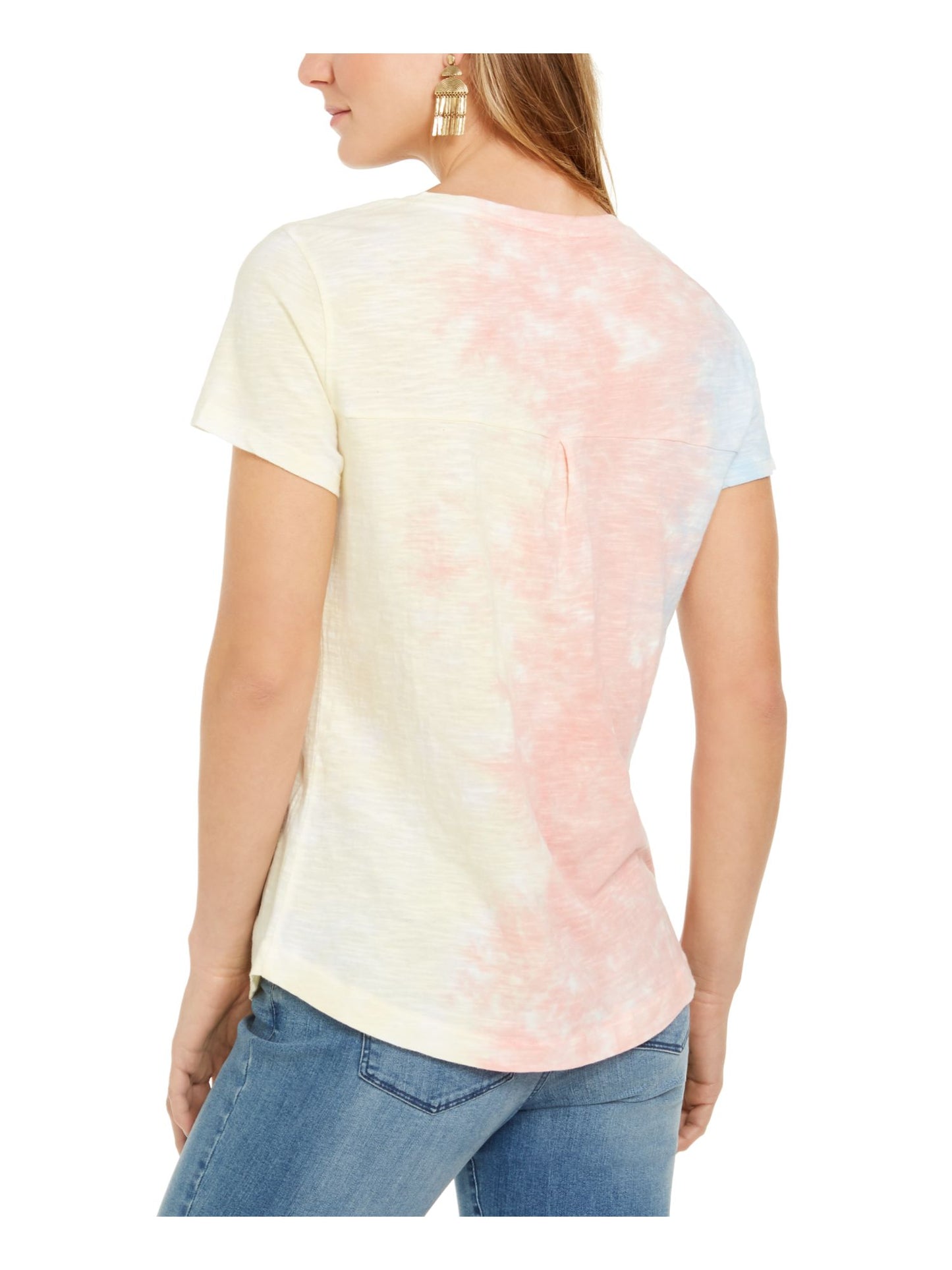 Blusa feminina de algodão estampada estilo &amp; co, tingimento coral, tamanho pequeno M