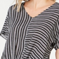Top feminino com bainha em nó JM Collection, preto, tamanho extragrande