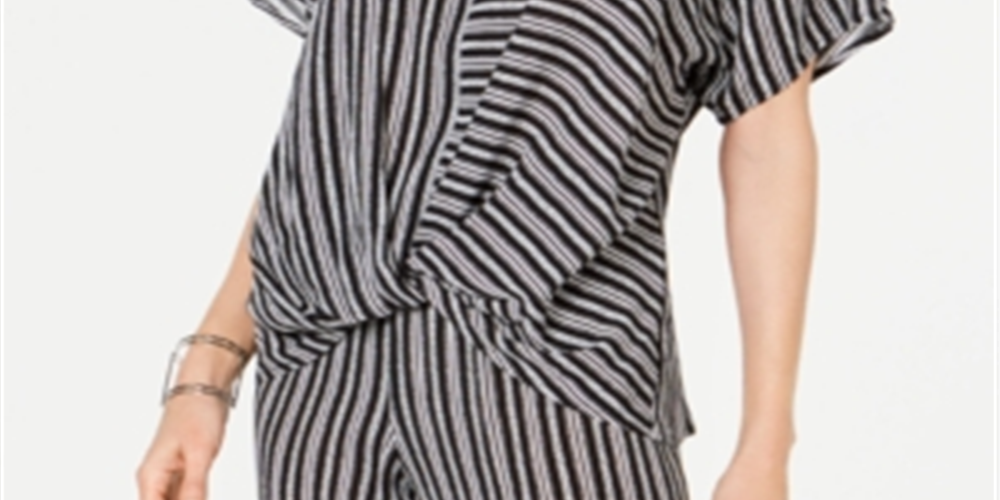 Top feminino com bainha em nó JM Collection, preto, tamanho extragrande