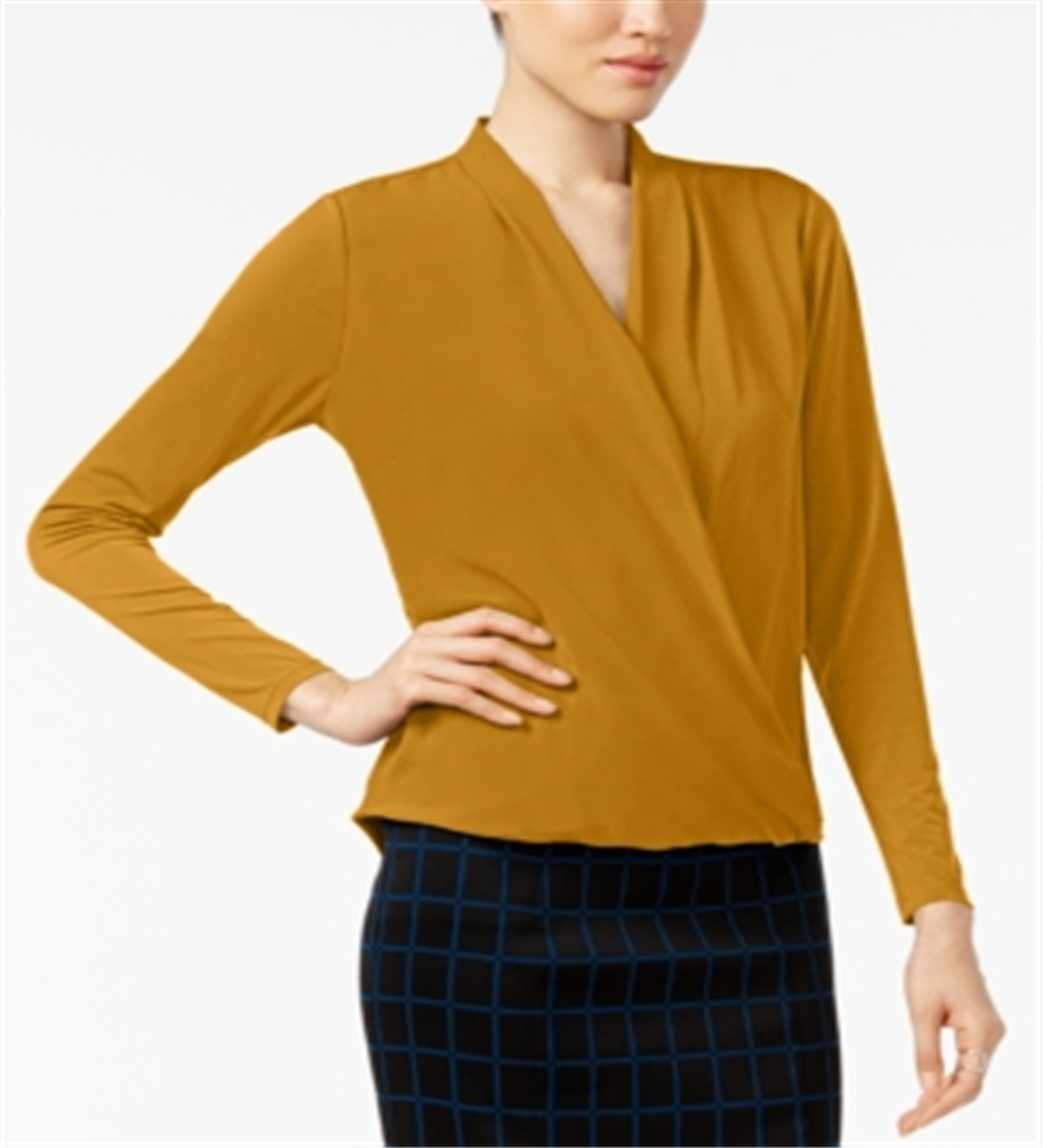 Blusa Alfani Feminina Surplice Amarela Tamanho Petite G