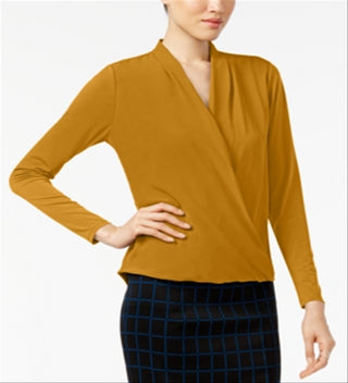 Blusa Alfani Feminina Surplice Amarela Tamanho Petite G