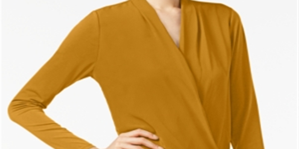 Blusa Alfani Feminina Surplice Amarela Tamanho Petite G