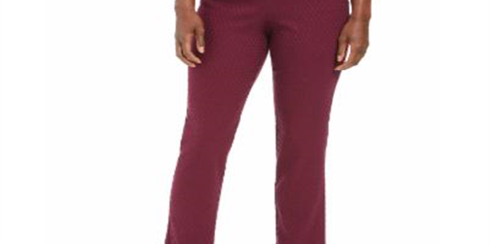 Calça feminina JM Collection Jacquard reta, roxa, tamanho X-S
