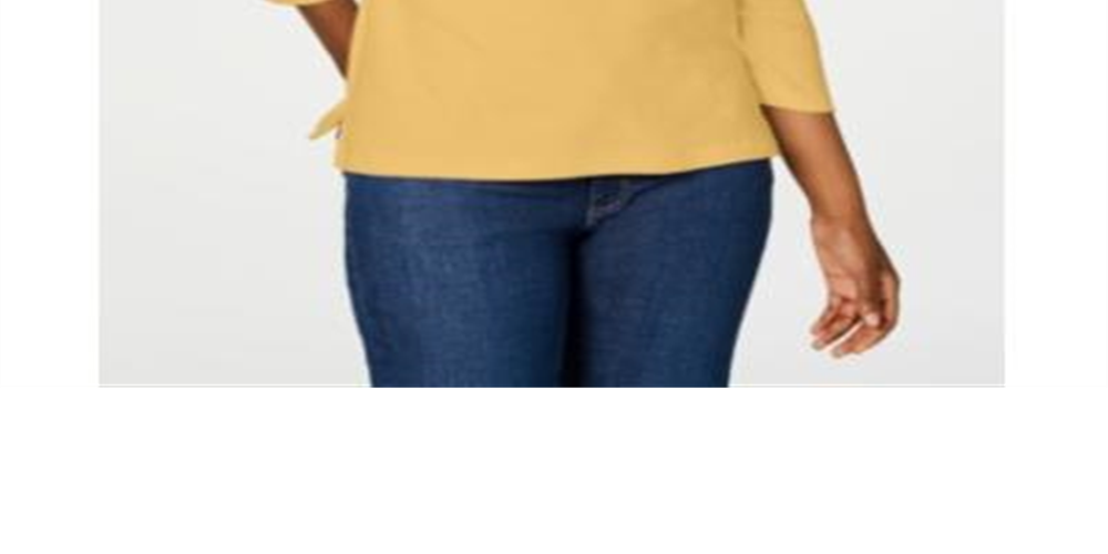 Camisa de algodão com cadarço feminina Karen Scott, amarela, tamanho XX-G