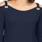 Túnica feminina JM Collection com ilhós e ombros descobertos, azul, tamanho X-S
