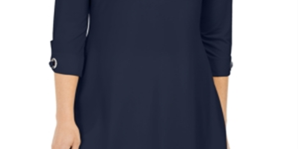 Túnica feminina JM Collection com ilhós e ombros descobertos, azul, tamanho X-S