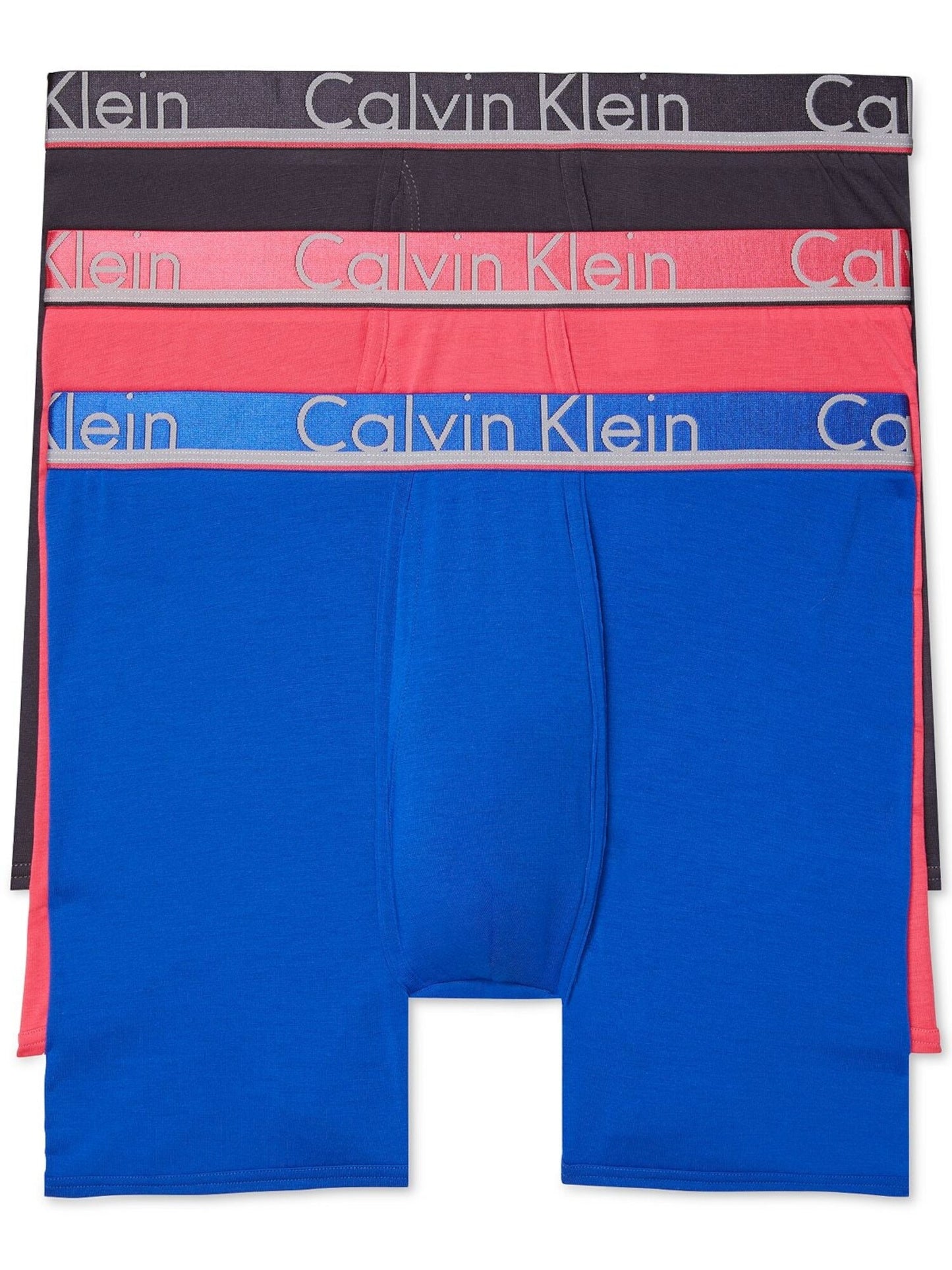Pacote com 3 cuecas boxer masculinas Calvin Klein, azul, tamanho extragrande