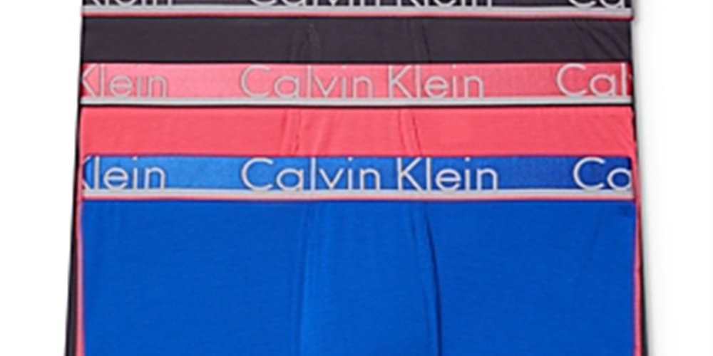 Pacote com 3 cuecas boxer masculinas Calvin Klein, azul, tamanho extragrande
