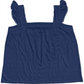 Regata feminina com alças largas bordadas e babados, estilo &amp; co, azul, tamanho pequeno