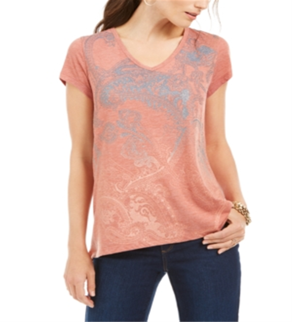 Camiseta feminina com estampa gráfica Style &amp; Co Paisley Shimmer, tamanho pequeno M