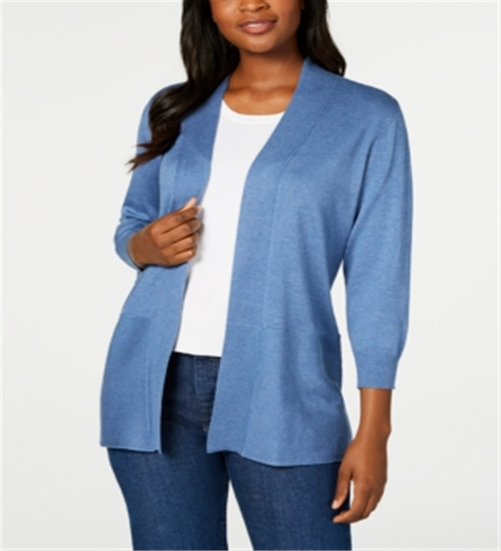 Karen Scott Cardigan Feminino Frente Aberta Azul Tamanho P