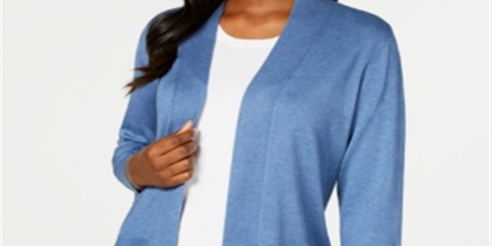 Karen Scott Cardigan Feminino Frente Aberta Azul Tamanho P