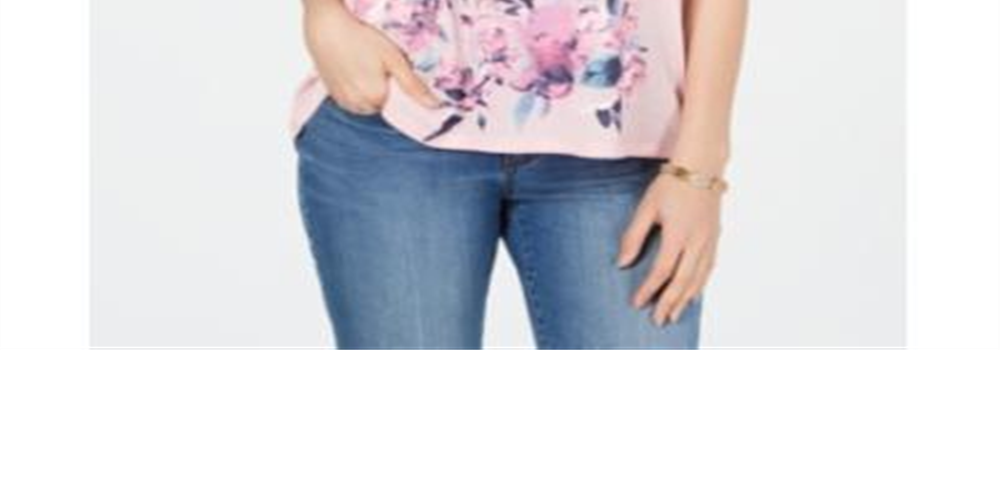 Estilo &amp; Co Feminino Estampa Gráfica Cano Alto Baixo Rosa Tamanho Médio