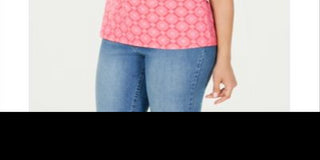 Camisa polo feminina estampada Charter Club rosa tamanho grande