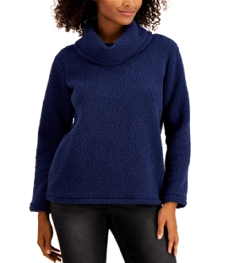 Suéter feminino estilo &amp; co com gola alta em sherpa, azul, tamanho extragrande