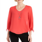 Blusa feminina com colar assimétrico JM Collection vermelha tamanho médio