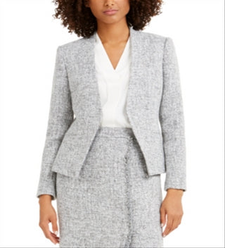 Calvin Klein Blazer Feminino Tweed Frente Aberta Cinza Tamanho 4