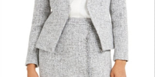 Calvin Klein Blazer Feminino Tweed Frente Aberta Cinza Tamanho 4