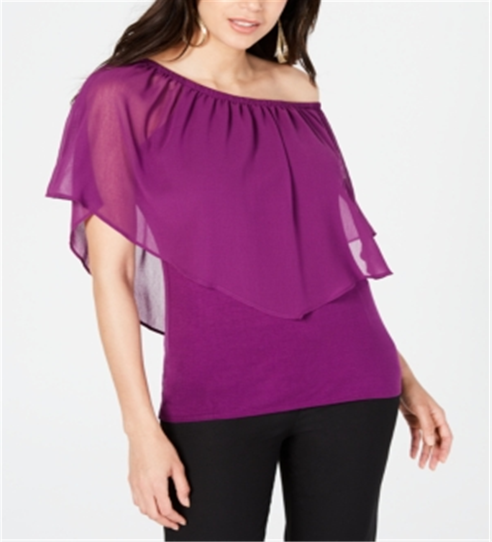 Thalia Sodi Triple Threat Top ombro a ombro feminino roxo tamanho grande