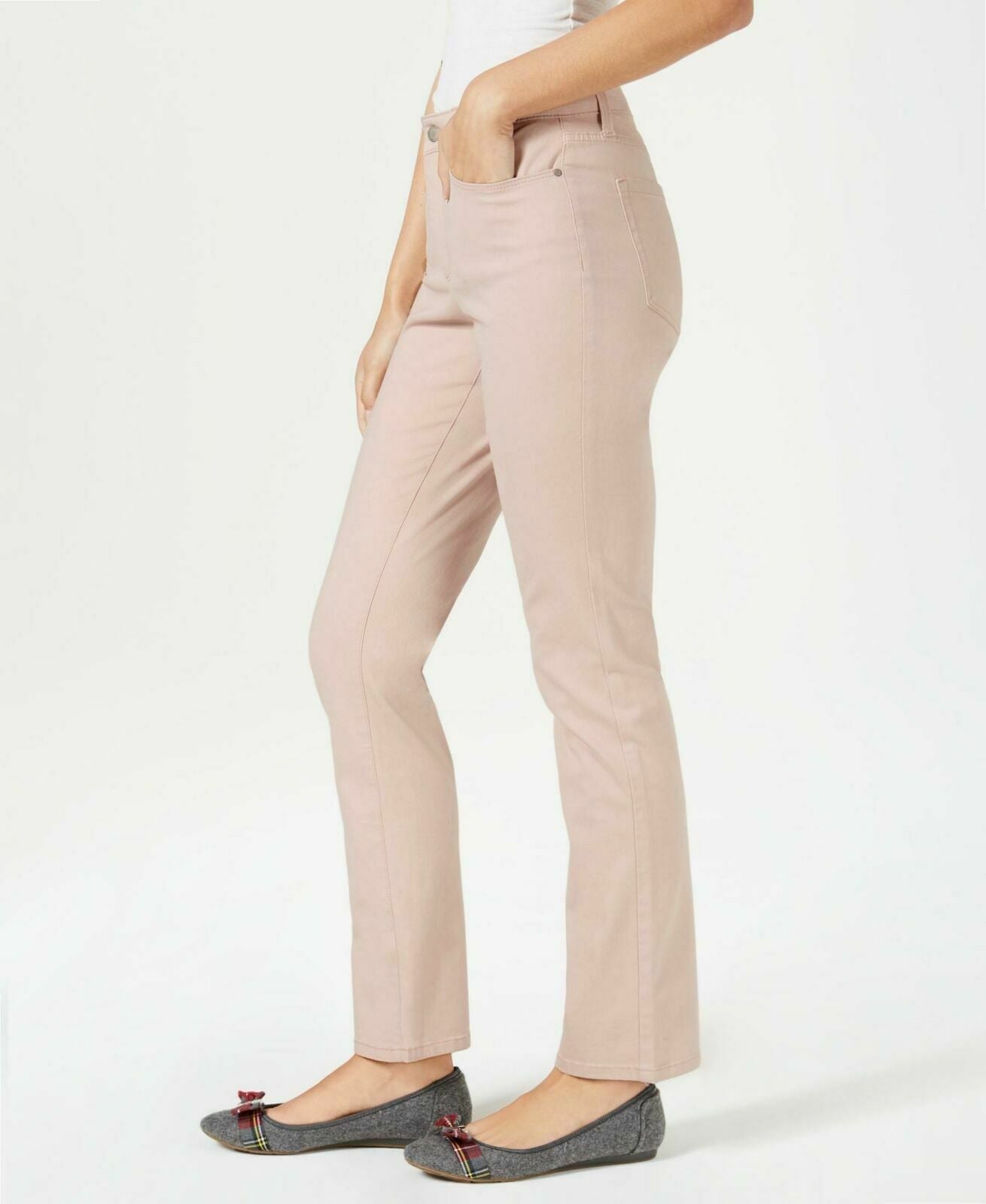 Calça jeans feminina Charter Club Lexington reta, tamanho amêndoa, 16S