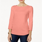 Charter Club Blusa feminina de algodão Pima com decote canoa e botões, laranja, tamanho extragrande