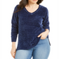 Karen Scott Suéter Feminino Gola V Chenille Azul Tamanho Pequeno