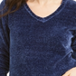 Karen Scott Suéter Feminino Gola V Chenille Azul Tamanho Pequeno