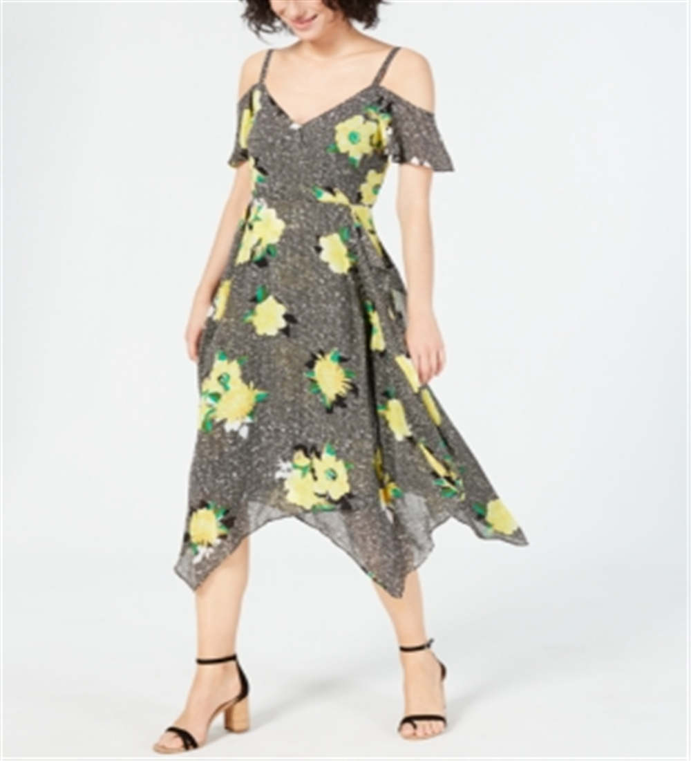 Vestido MIDI Floral Vichy Feminino INC International Concepts Azul Floral Tamanho Pequeno P