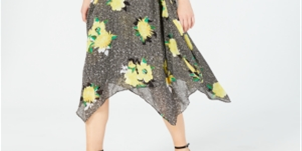 Vestido MIDI Floral Vichy Feminino INC International Concepts Azul Floral Tamanho Pequeno P