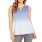 Regata feminina estilo &amp; co com decote dividido e estampa dip dye, azul, tamanho extrapequeno