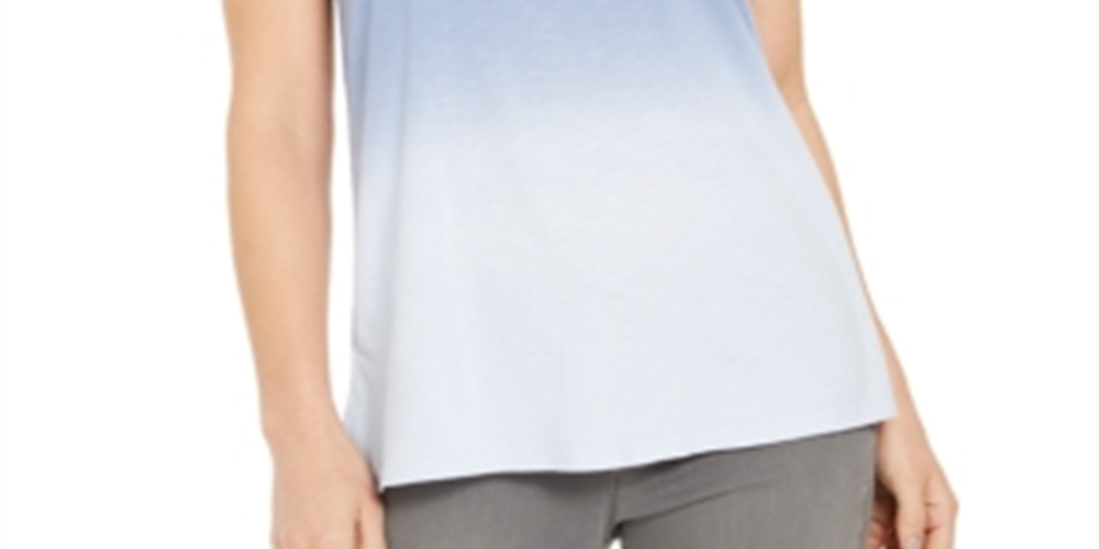 Regata feminina estilo &amp; co com decote dividido e estampa dip dye, azul, tamanho extrapequeno