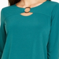JM Collection Top Feminino Gola Redonda Manga 3/4 Verde Tamanho Pequeno
