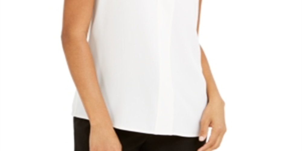 Blusa Calvin Klein Feminina Sem Mangas Gola V Tecido Branca Tamanho P